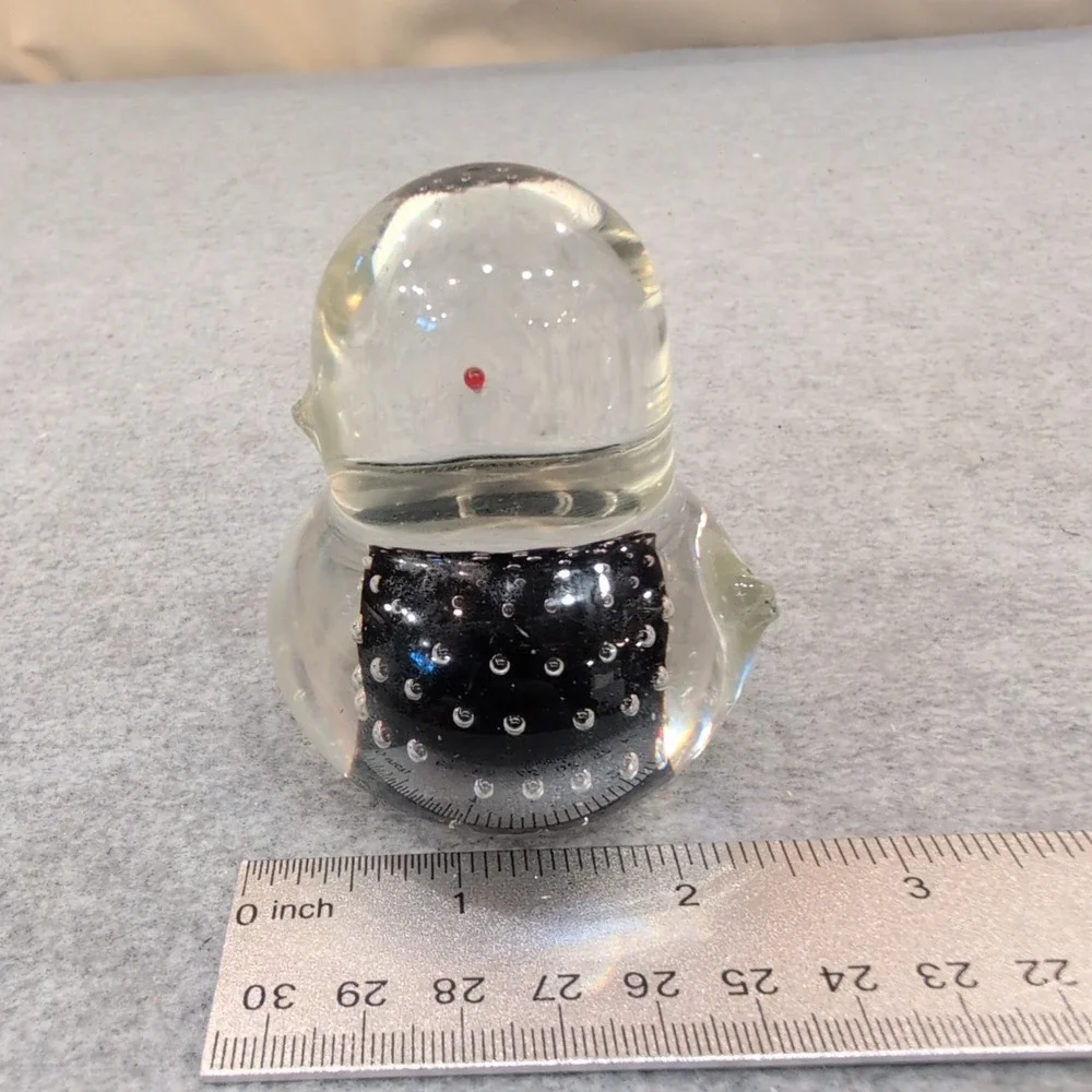 Kreiss Glass Figurine Bubble Bird Paperweight Red Eyes Black Body Handcrafted - Picture 4 of 5